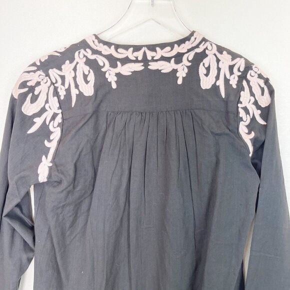 Raga Embroidered Mini Long Sleeve Grey Dress Cotton Small NWT - Picture 7 of 10